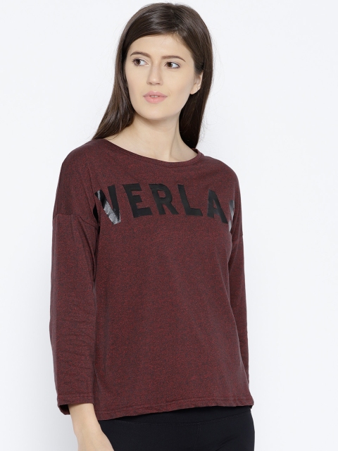 

OVS Women Burgundy Printed Round Neck T-shirt