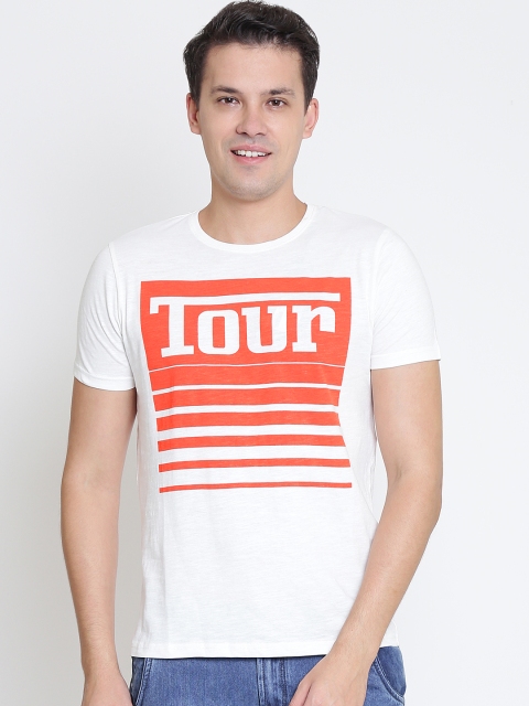 

OVS Men White Printed Round Neck T-shirt