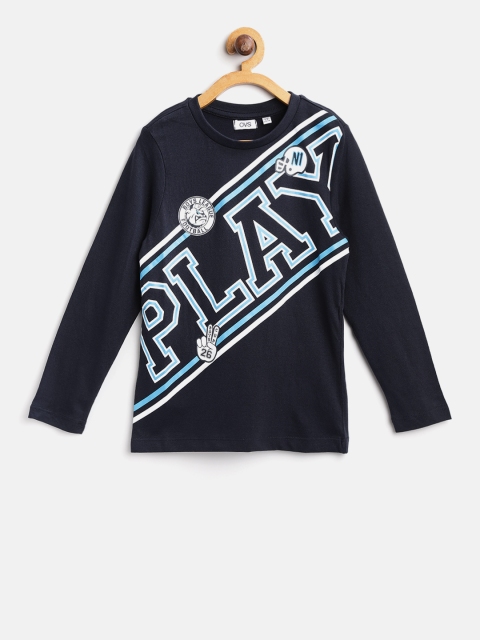 

OVS Boys Navy Blue Printed Round Neck T-shirt