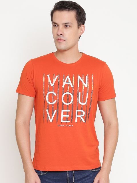 

OVS Men Orange Printed Round Neck T-shirt