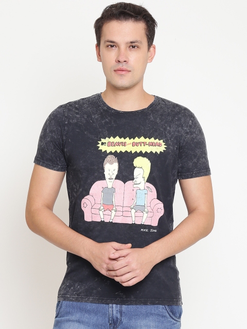 

OVS Men Black Printed Round Neck T-shirt