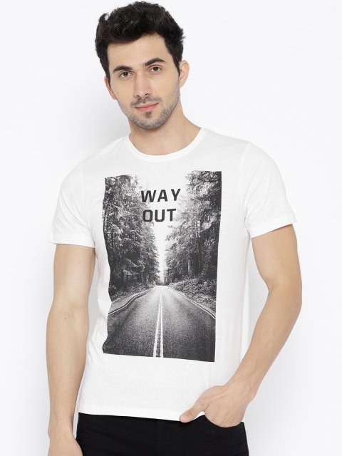 

OVS Men White Printed Round Neck T-shirt