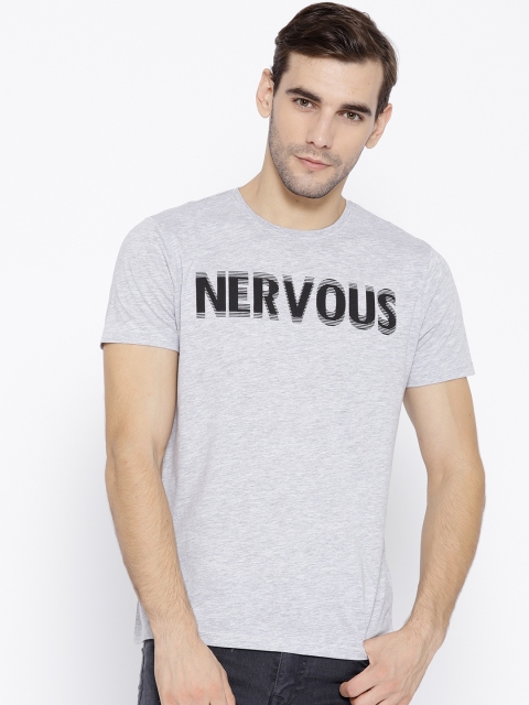 

OVS Men Grey Melange Printed Round Neck T-shirt