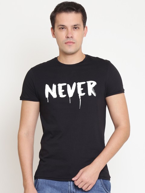 

OVS Men Black Printed Round Neck T-shirt