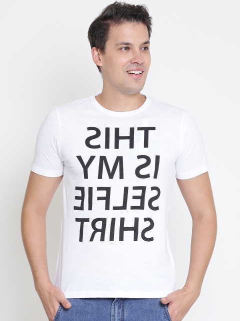 

OVS Men White Printed Round Neck T-shirt