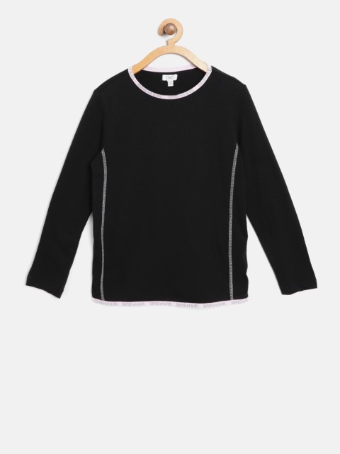 

OVS Girls Black Solid Round Neck T-shirt