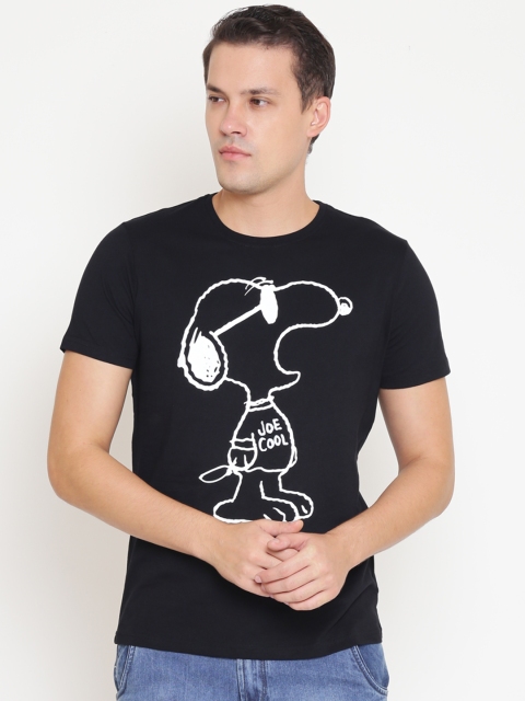 

OVS Men Black Printed Round Neck T-shirt