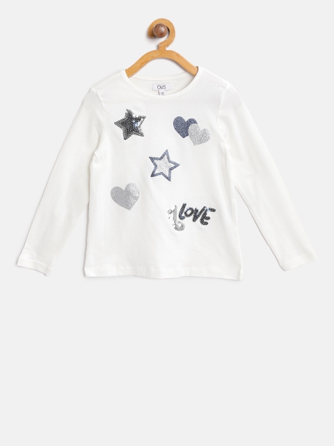 

OVS Girls Off-White Printed Round Neck T-shirt