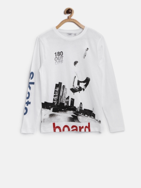 

OVS Boys White Printed Round Neck T-shirt