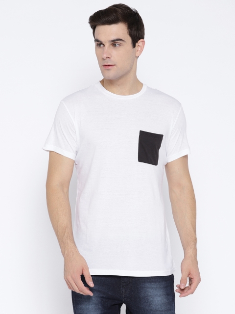 

OVS Men White Solid Round Neck T-shirt