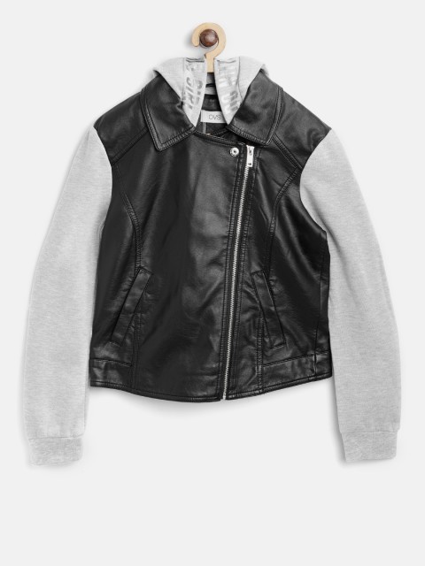

OVS Girls Black Solid Hooded Tailored Jacket