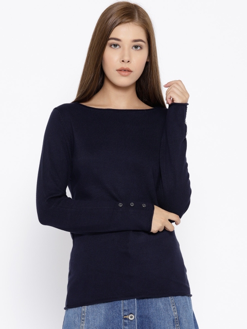 

OVS Women Navy Blue Solid Pullover