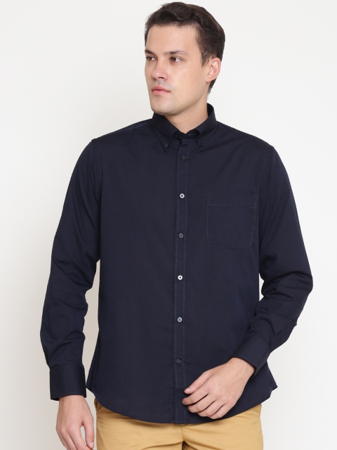

OVS Men Navy Blue Regular Fit Solid Casual Shirt