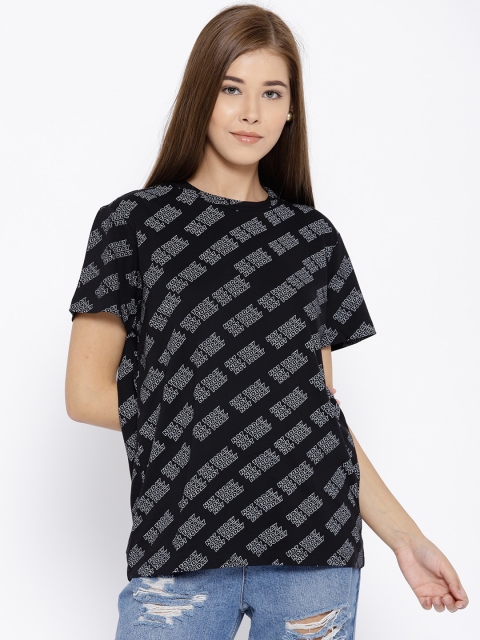 

OVS Women Black Printed Round Neck T-shirt