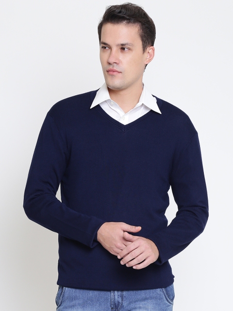 

OVS Men Navy Blue Solid Sweater