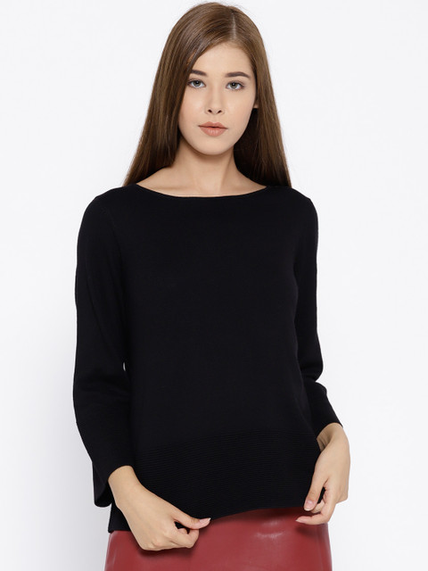 

OVS Women Black Solid Pullover