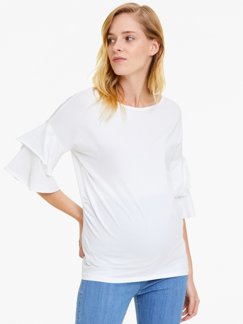 

OVS Women White Solid Top