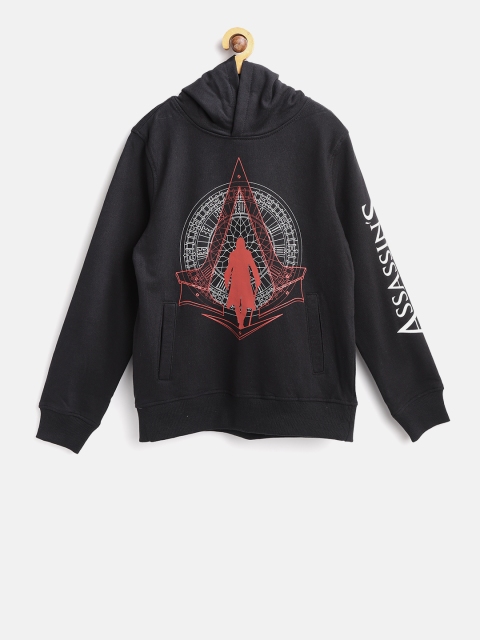 

OVS Boys Black Printed Hooded Sweatshirt