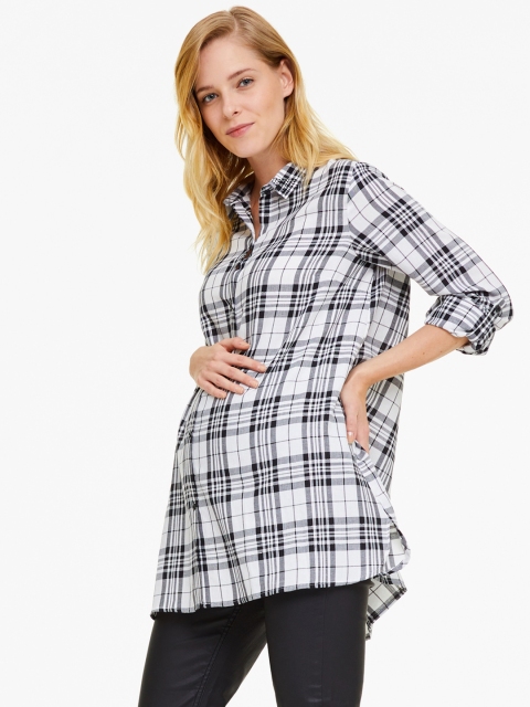 

OVS Women Black & White Regular Fit Checked Maternity Shirt