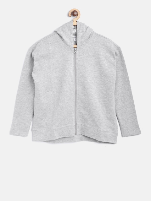 

OVS Girls Grey Melange Solid Hooded Sweatshirt