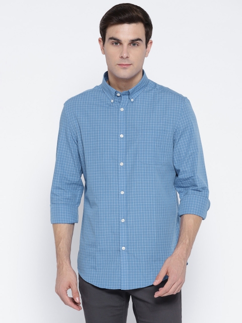 

OVS Men Blue & White Regular Fit Checked Casual Shirt