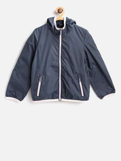 

OVS Girls Navy Blue Solid Hooded Tailored Jacket