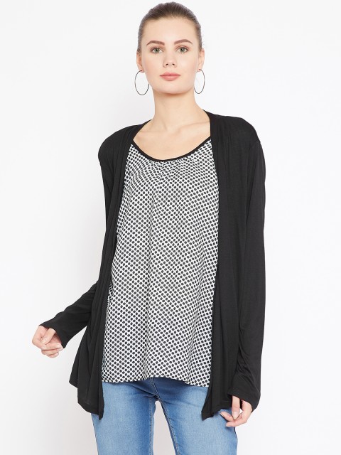 

OVS Women Black & White Printed Layered Top