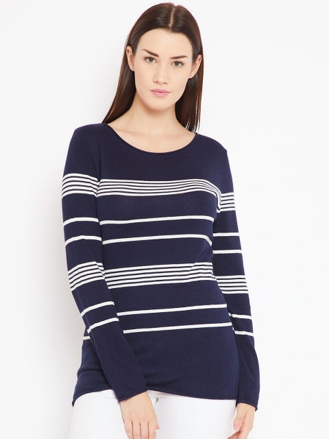 

OVS Women Navy Blue & White Striped Pullover