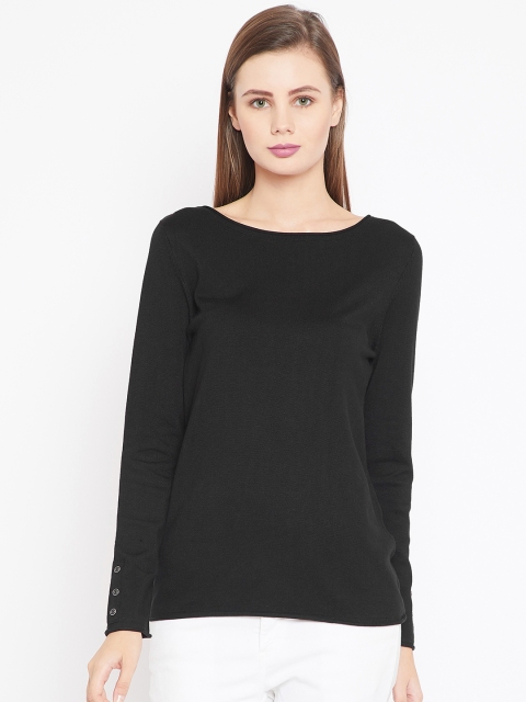 

OVS Women Black Solid Pullover