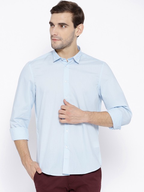 

OVS Men Blue Slim Fit Solid Casual Shirt