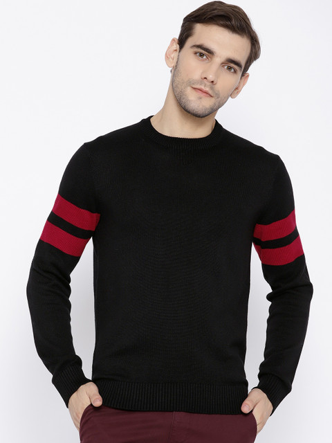 

OVS Men Black Solid Pullover