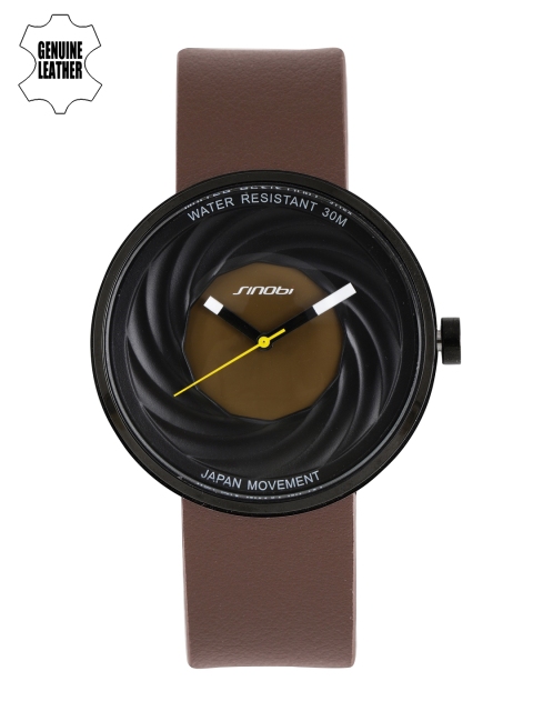

Sinobi Men Black Analogue Genuine Leather Watch 11S9683G03