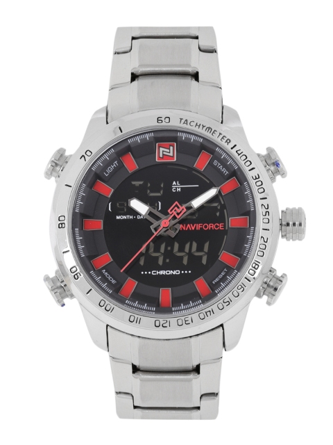

Naviforce Men Silver Analogue and Digital Watch NF9093SBR