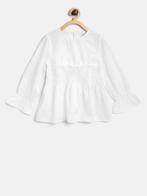 

OVS Girls White Solid A-Line Top