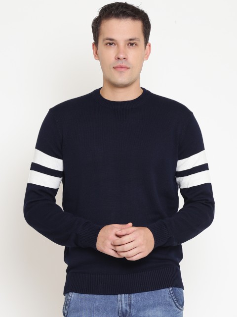 

OVS Men Navy Blue Solid Sweater