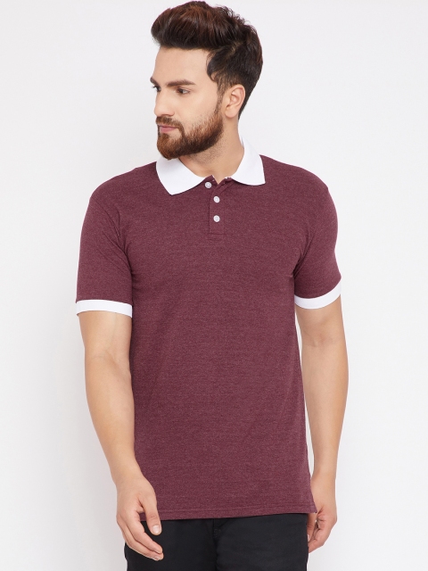 

The Dry State Men Maroon Solid Polo Collar T-shirt