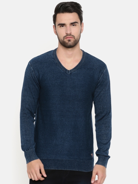 

Indian Terrain Men Navy Blue Solid Pullover