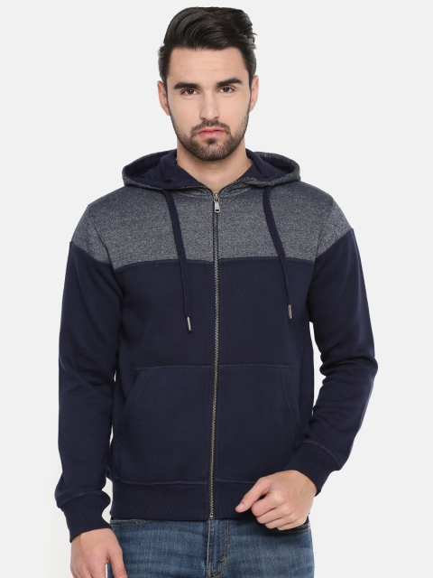 

Indian Terrain Men Navy Blue Hooded Sweatshirt