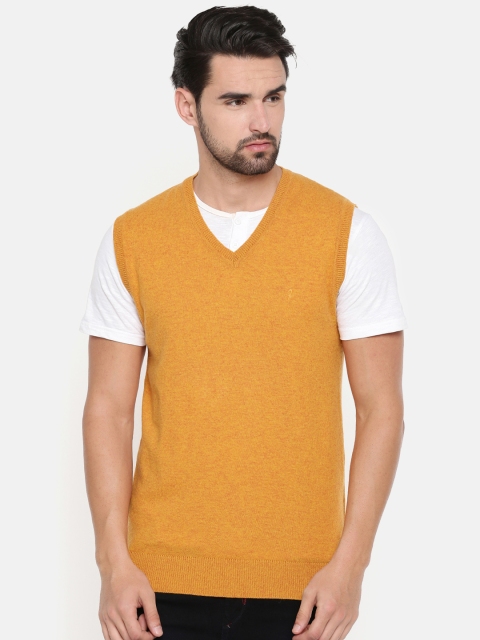 

Indian Terrain Men Yellow Solid Sweater Vest