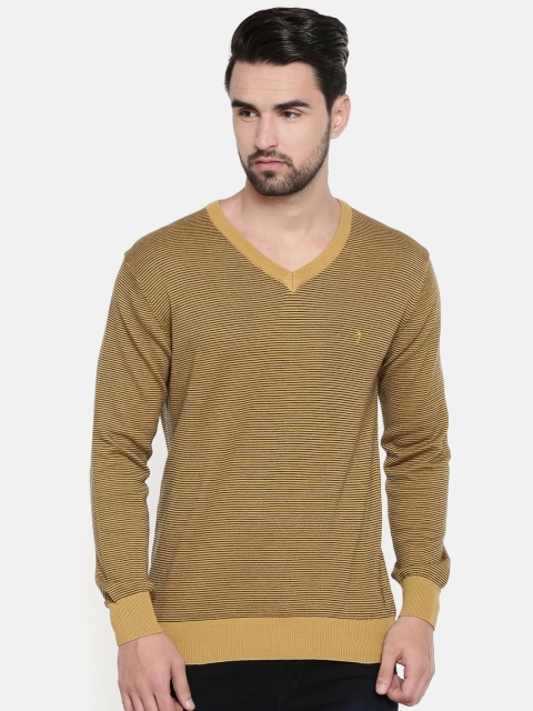 

Indian Terrain Men Khaki Striped Pullover