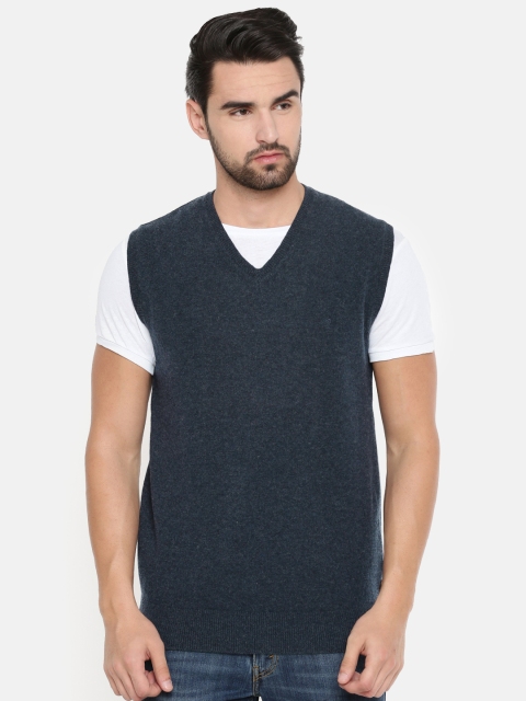 

Indian Terrain Men Navy Blue Solid Sweater Vest