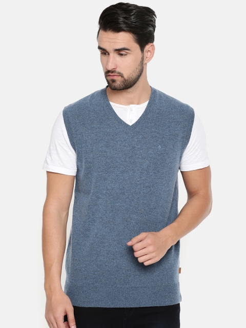 

Indian Terrain Men Blue Solid Sweater Vest