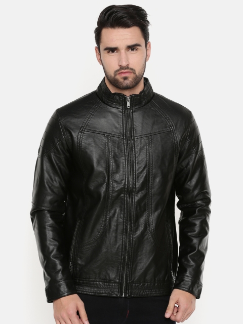 

Indian Terrain Men Black Solid Biker Jacket