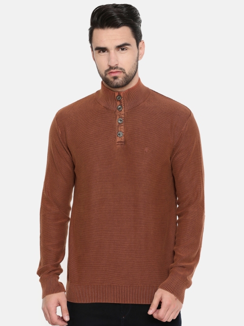 

Indian Terrain Men Rust Brown Solid Pullover