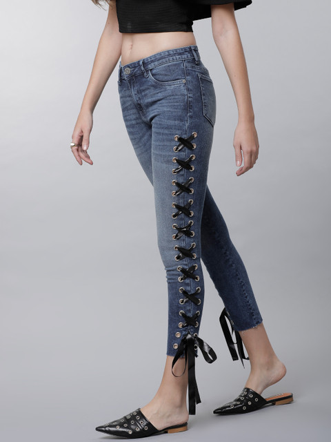 

Tokyo Talkies Women Blue Super Skinny Fit Clean Look Stretchable Jeans with Lace-Ups