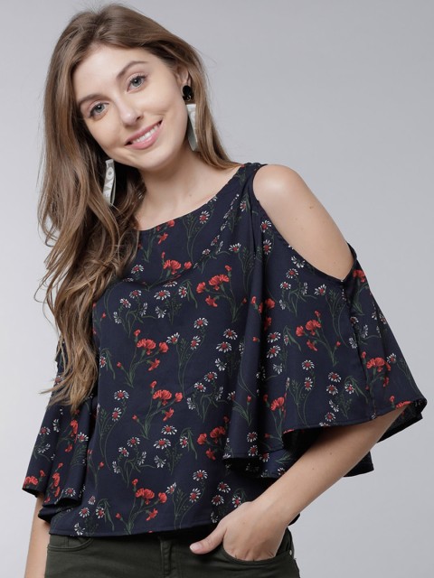 

Tokyo Talkies Women Navy Blue Printed Regular Top