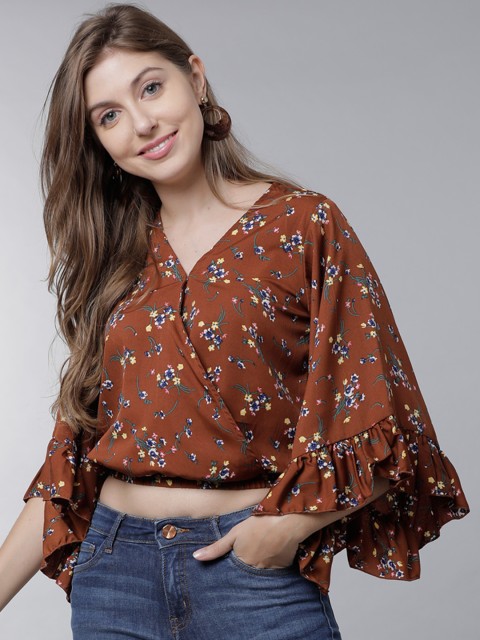 

Tokyo Talkies Women Brown Printed Wrap Top