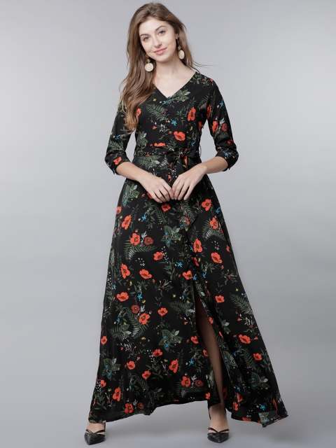 

Tokyo Talkies Women Black Printed Maxi Dress