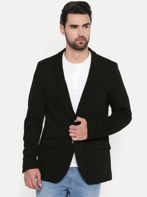 

Indian Terrain Black Single-Breasted Smart Casual Blazer