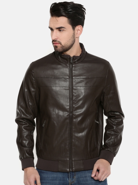 

Indian Terrain Men Brown Solid Biker Jacket